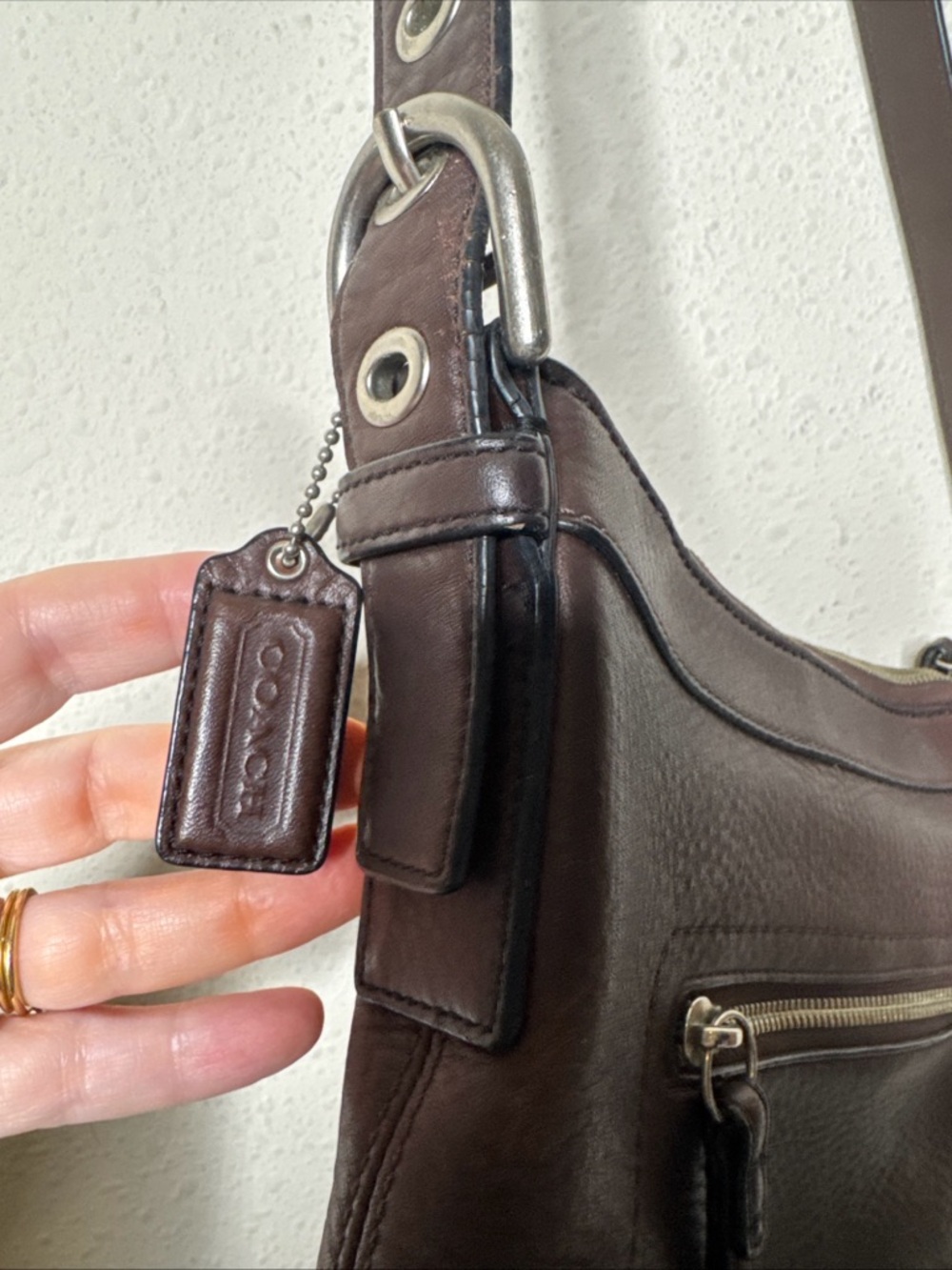 COACH PEBBLE Brown Leather Silver Tone Hardware CROSSBODY Bag F12319 - Picture 7 of 15